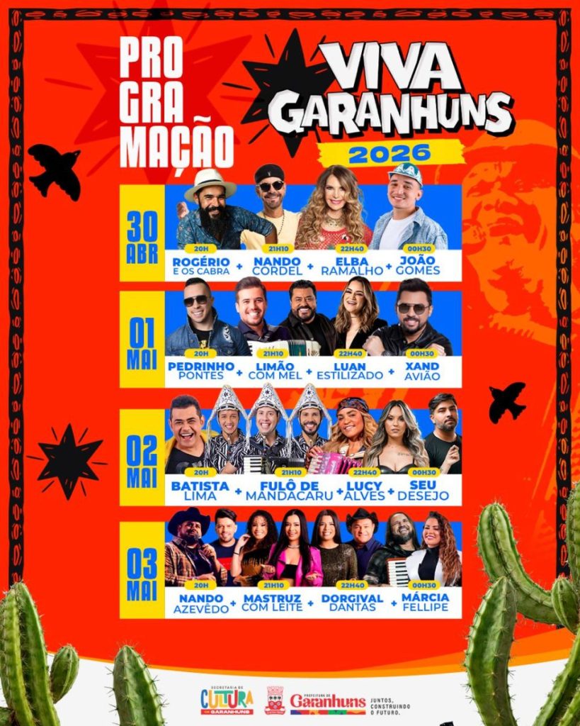Divulgada programação completa do Festival Viva Garanhuns 2026