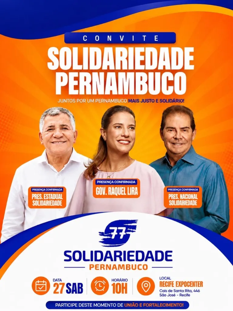Raquel Lyra e Paulinho da Força confirmam presença no seminário do Solidariedade que acontece nesse sábado dia 27