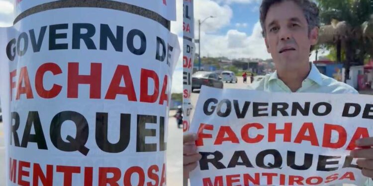 Oposição espalha cartazes contra Raquel Lyra em Olinda e Daniel Coelho fala em “desespero total”