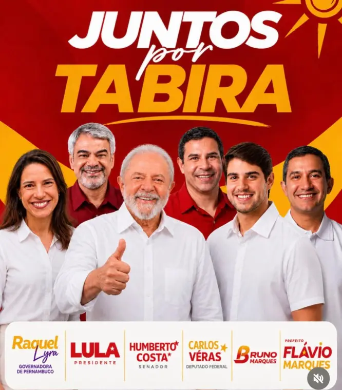 Prefeito do PT de Tabira divulga banner com Lula, Raquel, Humberto e Carlos Veras
