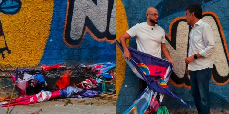 Aliados denuciam que militantes do PSB queimaram bandeiras de Raquel