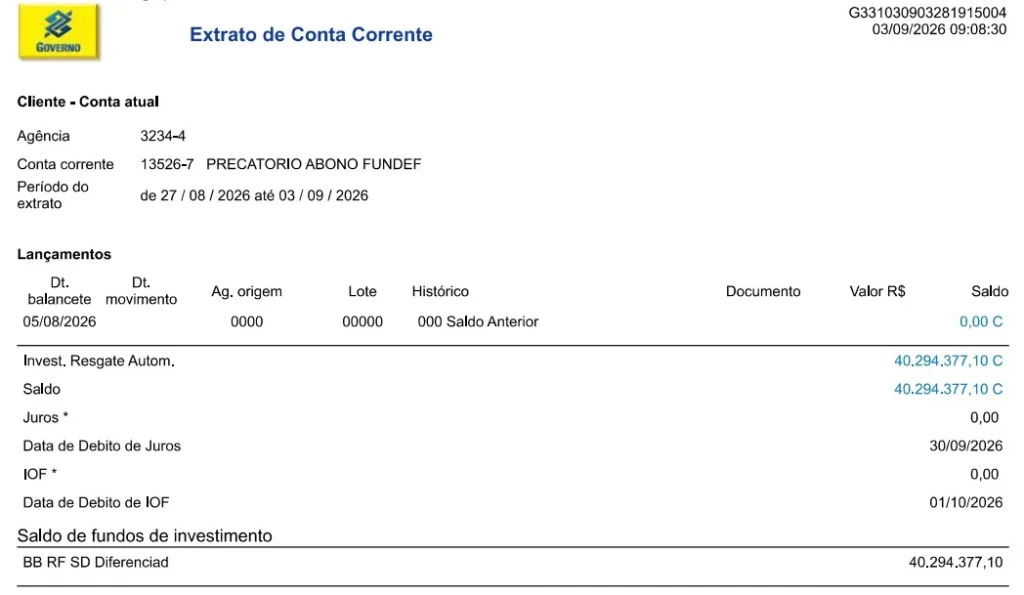Extrato aponta que gestão do PSB guarda R$ 40 milhões dos precatórios dos professores do Recife para possível pagamento a advogados privados